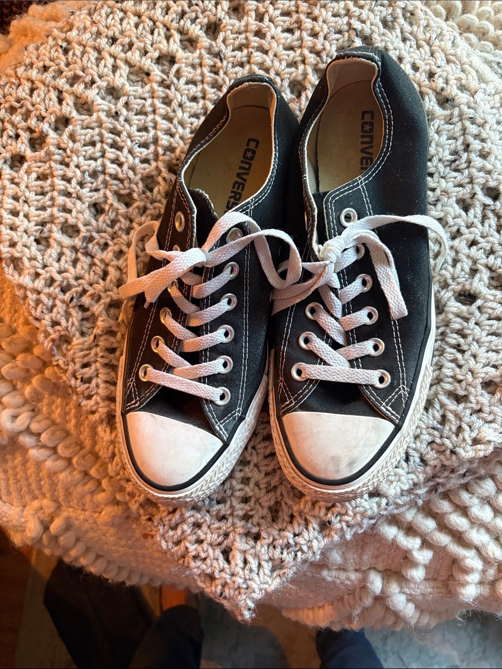 Converse Women’s Black Canvas Low-Top Sneakers with White Accents